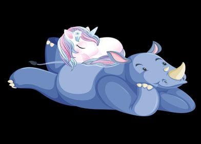 Unicorn lying on rhino