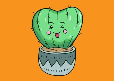 Cute cactus kawaii face