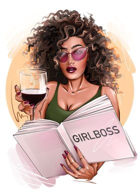 Fashion girl boss wine art