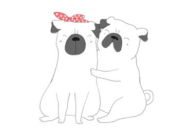 Cute bulldog kawaii