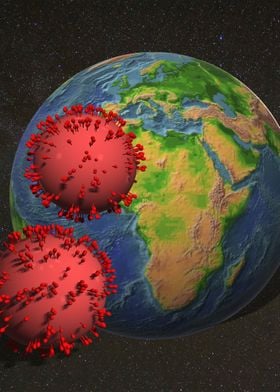 Earth with Coronavirus