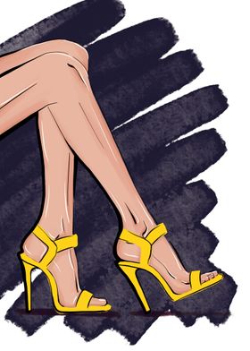 Yellow summer heels art