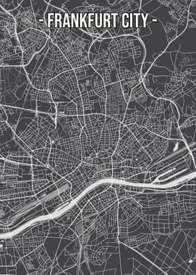 Frankfurt Map Black White