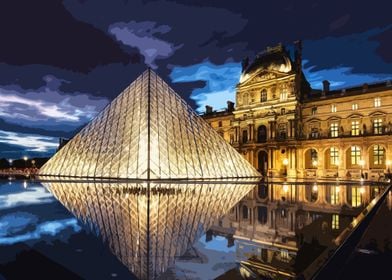 Louvre Paris Museum Night