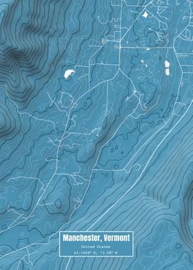 Manchester VT Map Blue