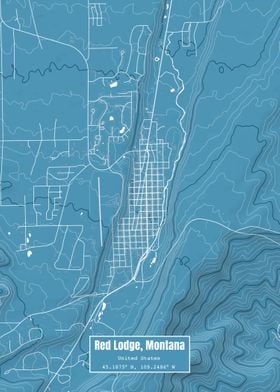 Red Lodge MT Map Blue