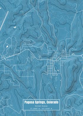 Pagosa Springs CO Map Blue