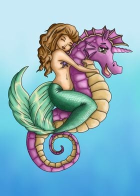 Mermaid and seahorse