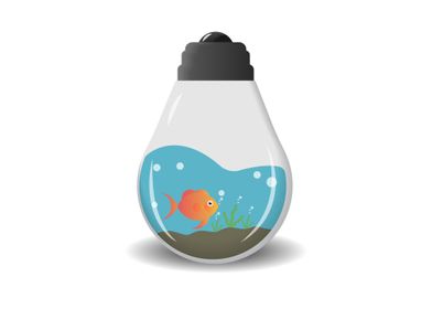 3D bulb and aquarium