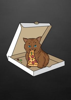 Cute Cat Stealing Pizza