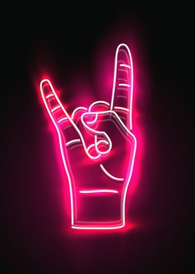 Red Glowing Neon Rock Sign