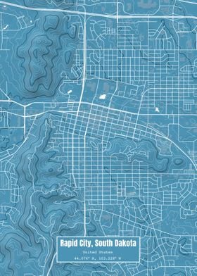 Rapid City SD Map Blue