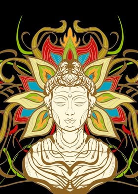 buddha with lotus flower 