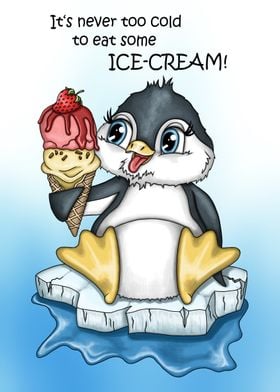 Penguin and ice cream