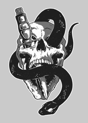 Skull Snake and Knife