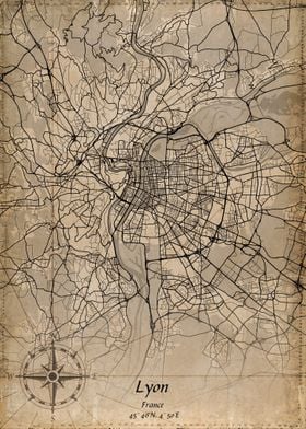 lyon vintage map
