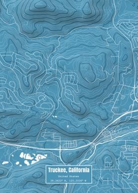 Truckee CA Topo Map Blue