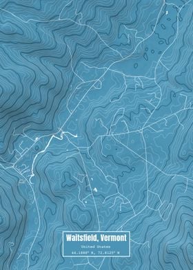 Waitsfield VT Map Blue