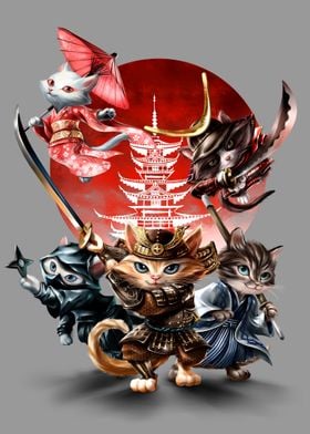 Samurai Shogun Cat Japan