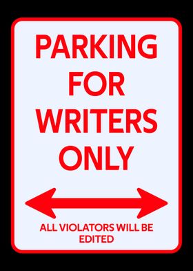 Writer Parking sign