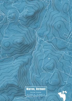 Warren Vermont Map Blue