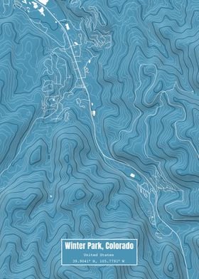 Winter Park CO Map Blue