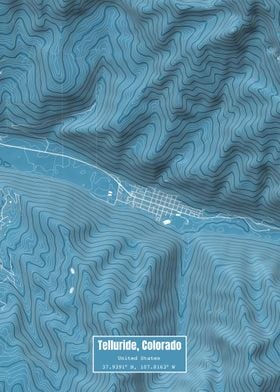 Telluride CO Topo Map Blue