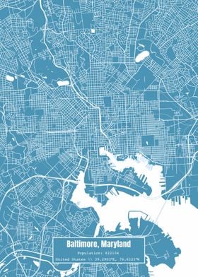 Baltimore MD Topo Map Blue