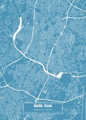 Austin Texas Topo Map Blue