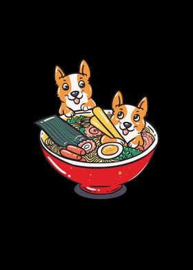 Awesome Corgi Dog Ramen