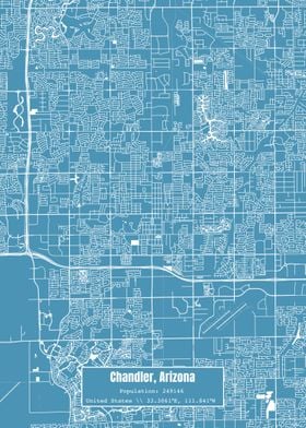 Chandler Arizona Map Blue