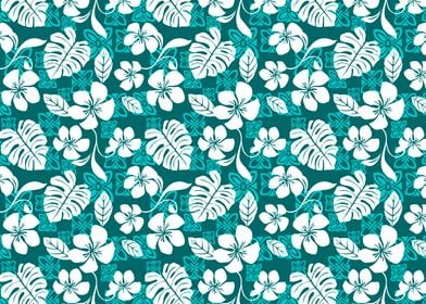 Dark Aqua Aloha Pattern