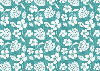 Pastel Aqua Aloha Pattern