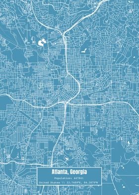 Atlanta GA Topo Map Blue