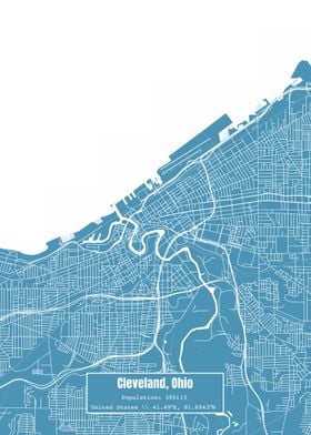 Cleveland Ohio Map Blue