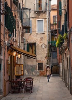 Lonely woman in Venice