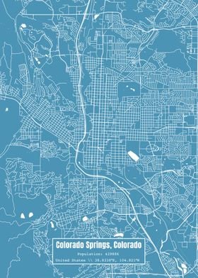 Colorado Springs Map Blue