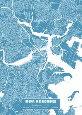 Boston MA Topo Map Blue