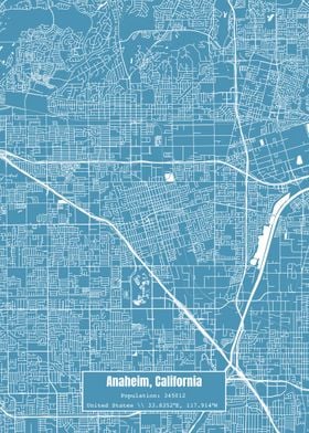 Anaheim CA Topo Map Blue