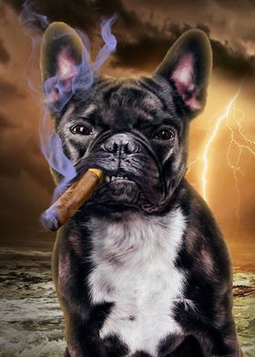 French Bulldog with Cigar