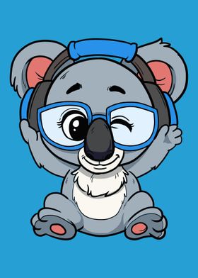 Cute Winking Koala Bear DJ