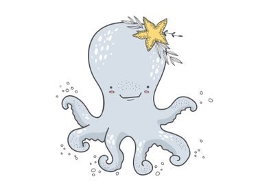 Cute cartoon octopus