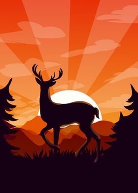 Deer and Sunset