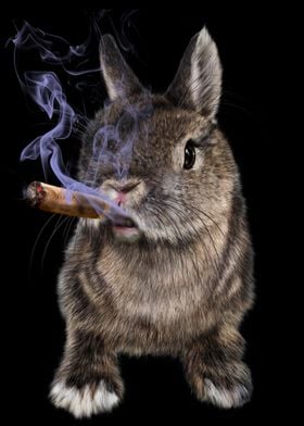 Dwarf Rabbit with Cigar