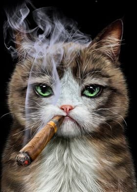 Tabby Cat with Cigar