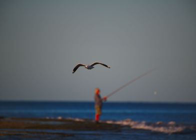 An Old Man Beach Fishing