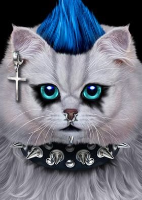 Punk Rock Cat with Mohawk