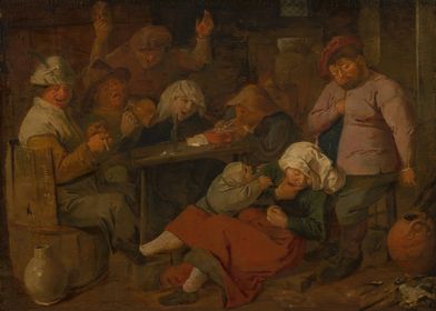 Drunken Peasants at an Inn