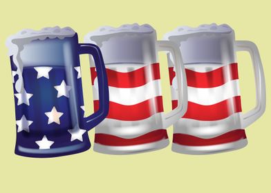 USA Flag Beer Mugs
