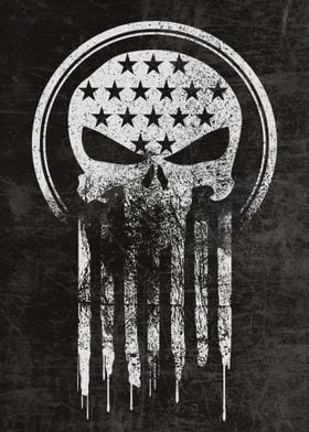 Distressed USA Flag Skull